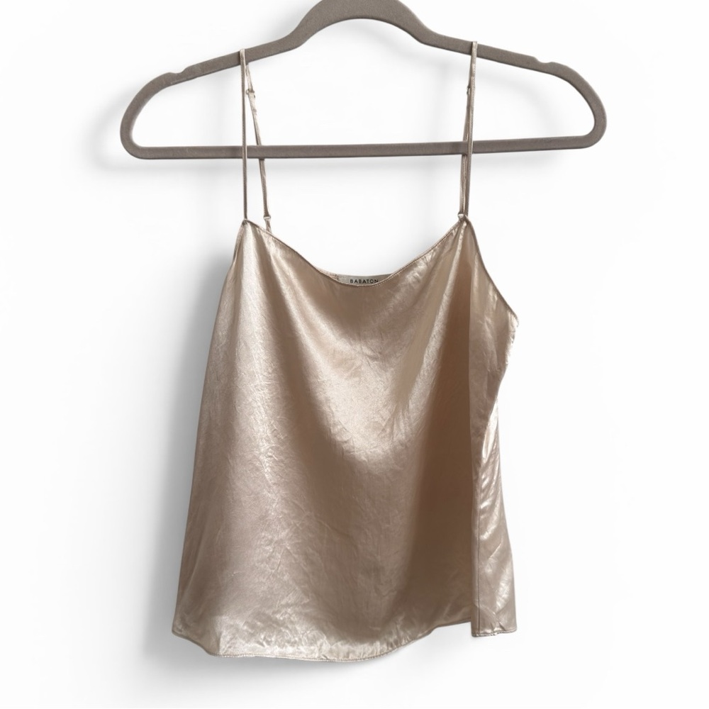 Babaton Metallic Satin Slip Cami - Champagne